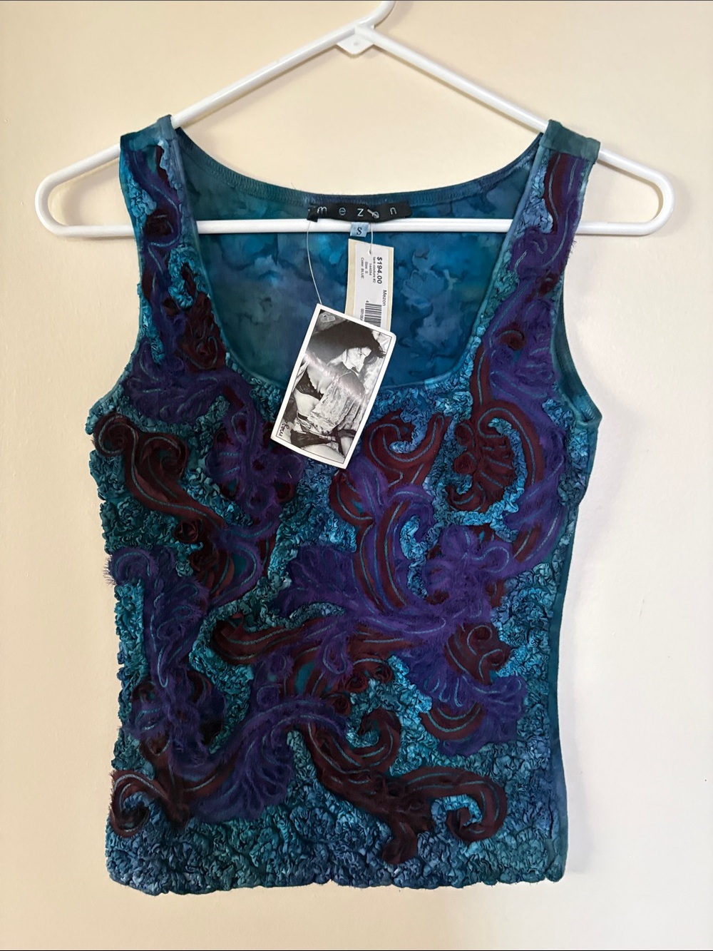 Mezon Teal and Purple Textured Sleeveless Tank